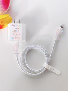 1入組可愛鯰魚形LED燈，帶18/20瓦快速充電頭、保護殼、防斷數據線整理套 - 彩色 - 查看 3