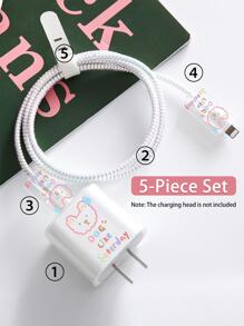 1入組可愛鯰魚形LED燈，帶18/20瓦快速充電頭、保護殼、防斷數據線整理套 - 彩色 - 查看 5