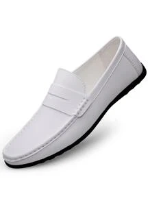Homme Mocassins À Couture Décontracté Loisirs Extérieur Blanc