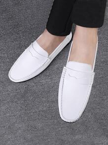 Homme Mocassins À Couture Décontracté Loisirs Extérieur Blanc