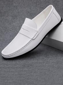 Homme Mocassins À Couture Décontracté Loisirs Extérieur Blanc
