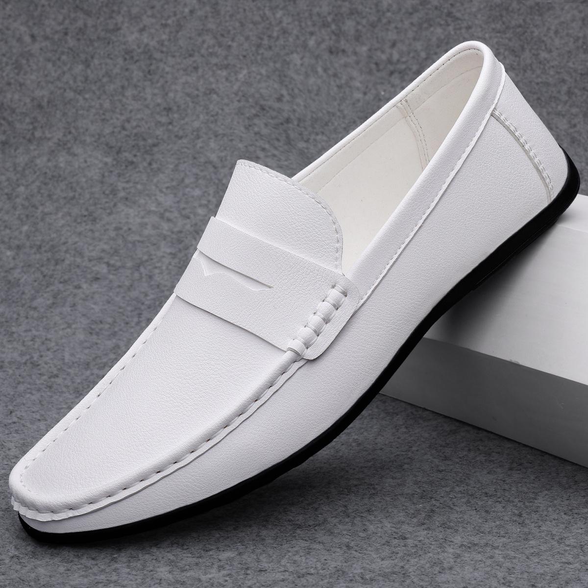 Hombres Mocasines con diseño de puntada casual ocio exterior blanco