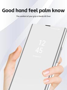 Flip Leather Mirror Case Compatible With Apple Iphone 11/12/13/14/15promax, Xiaomi, Redmi Note 13/12, Samsung Galaxy S22/S23/S24u/A14/A24/A34/A35/A54/A55 Etc. - Silver - View 5