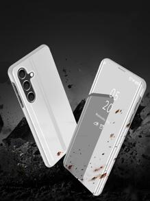 Flip Leather Mirror Case Compatible With Apple Iphone 11/12/13/14/15promax, Xiaomi, Redmi Note 13/12, Samsung Galaxy S22/S23/S24u/A14/A24/A34/A35/A54/A55 Etc. - Silver - View 8