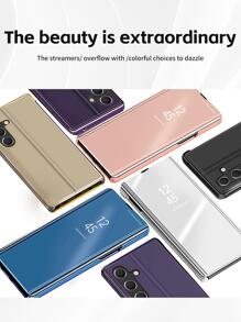 Flip Leather Mirror Case Compatible With Apple Iphone 11/12/13/14/15promax, Xiaomi, Redmi Note 13/12, Samsung Galaxy S22/S23/S24u/A14/A24/A34/A35/A54/A55 Etc. - Silver - View 6