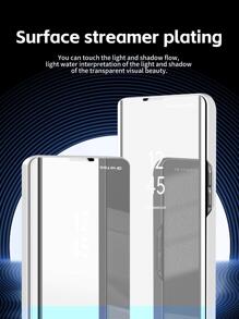 Flip Leather Mirror Case Compatible With Apple Iphone 11/12/13/14/15promax, Xiaomi, Redmi Note 13/12, Samsung Galaxy S22/S23/S24u/A14/A24/A34/A35/A54/A55 Etc. - Silver - View 7