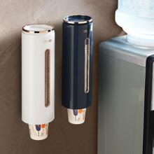 1pc Wall Mounted Disposable Cup Holder, Modern ABS Punch-free Disposable Cup Storage Rack For Home - Blue - View 5