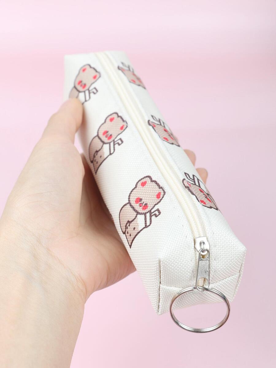 1入組卡通圖案筆袋 - 米色 - 查看 1