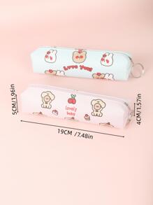 1入組卡通圖案筆袋 - 米色 - 查看 2