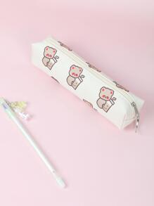 1入組卡通圖案筆袋 - 米色 - 查看 3