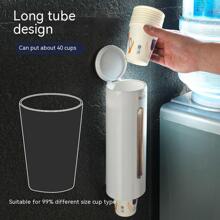 1pc Wall Mounted Disposable Cup Holder, Modern ABS Punch-free Disposable Cup Storage Rack For Home - Blue - View 6