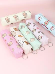 1入組卡通圖案筆袋 - 米色 - 查看 4