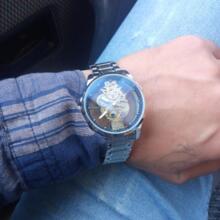 CTPOR 50M Waterproof Gold 316 Stainless Steel Skeleton Watch With Japan Imported Quartz Automatic Movement - High-Quality Built-In Long-Life Battery Mechanical Gears Display Luminous Hands Luxury Birthday Gift Husband Father's Day Wedding Souvenir Exam Back To School Essentials - Silver - View 5