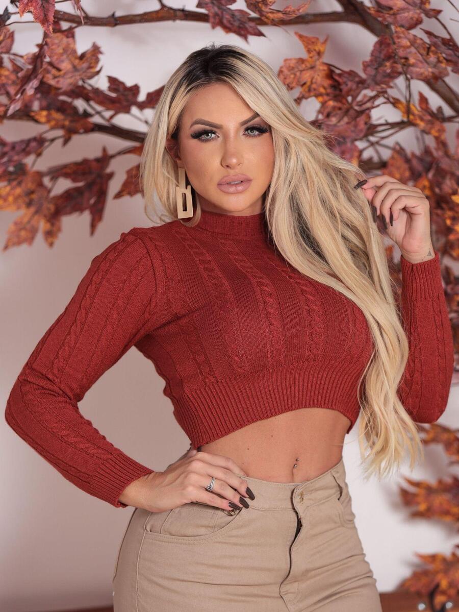 Women Knit Tops - 銅色 - 查看 1