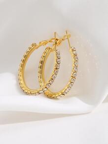 17KM 6pairs Sparkling Rhinestone Decor Hoop Earrings Set - Yellow Gold - View 5