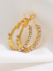 17KM 6pairs Sparkling Rhinestone Decor Hoop Earrings Set - Yellow Gold - View 6