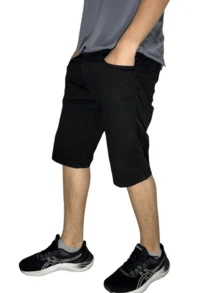 Men Denim Shorts - 黑色 - 查看 3