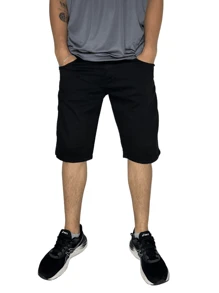 Men Denim Shorts - 黑色 - 查看 1