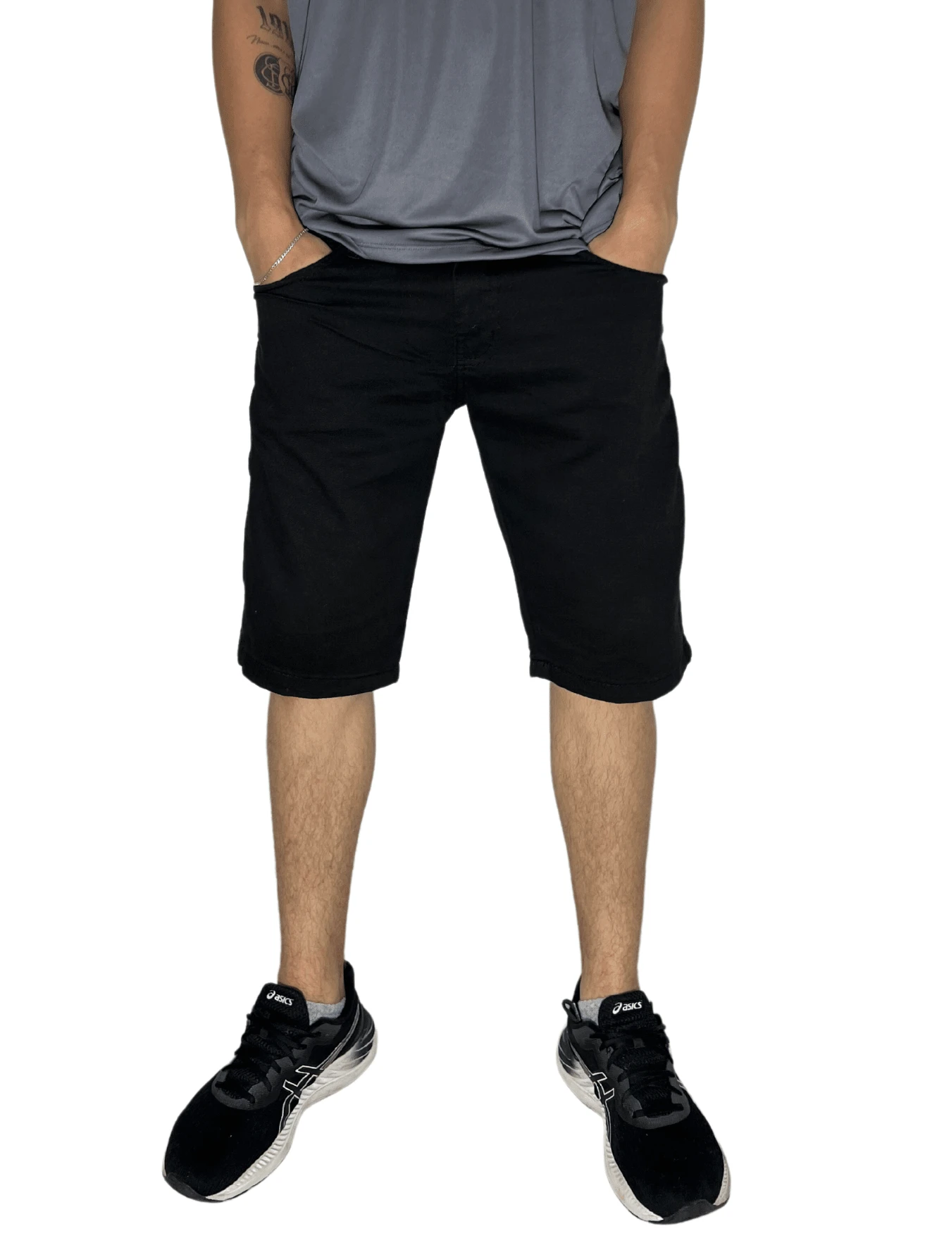 Men Denim Shorts - 黑色 - 查看 1