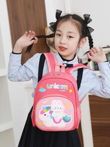 Mochila para niños con patrón de conejo de dibujos animados lindo - Rosado Sandía - Ver 2