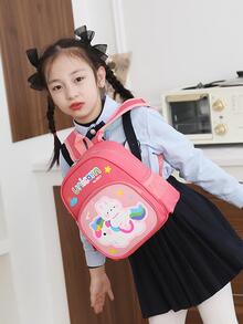 Mochila para niños con patrón de conejo de dibujos animados lindo - Rosado Sandía - Ver 1