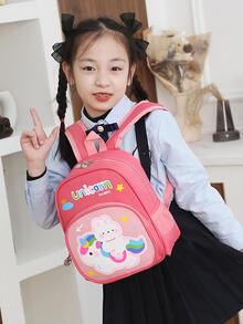 Mochila para niños con patrón de conejo de dibujos animados lindo - Rosado Sandía - Ver 3