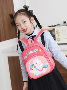 Mochila para niños con patrón de conejo de dibujos animados lindo - Rosado Sandía - Ver 4