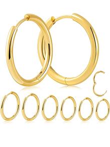 12 件/套和 2 件/套夏季假日风格不锈钢鼻环、唇环套装 - 适合女性毕业、朋友、约会礼物，18K 金耳环首饰 - 金黃色 - 查看 1