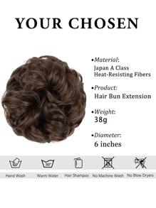 凌亂小圓麵包帶燈棕色波浪狀和卷合成纖維6英寸馬尾,合適適用於女士厚和高小圓麵包假髮 - Light Brown - 查看 4