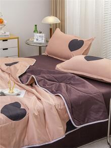 1入組簡約風愛心圖案被套帶信封閉合,現代柔軟床上用品