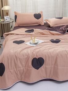 1入組簡約風愛心圖案被套帶信封閉合,現代柔軟床上用品