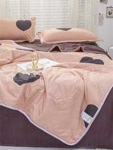 1入組簡約風愛心圖案被套帶信封閉合,現代柔軟床上用品