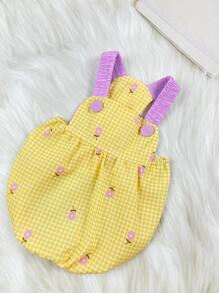 1入組格子圖案寵物洋裝 - 黃色 - 查看 4