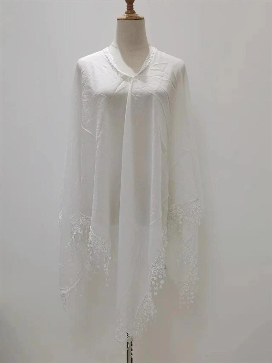 Châle En Dentelle Florale Pour Femme, écharpe D'été, Plage, Pompon, écharpe De Fête, Châles à Paillettes Pour Mariée, Robes De Soirée De Mariage, 09-175 Cm (1 175 Cm