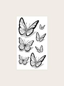 蝴蝶臨時紋身貼紙,多種風格,1 張 - 黑色 - 查看 2