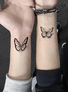 蝴蝶臨時紋身貼紙,多種風格,1 張 - 黑色 - 查看 1