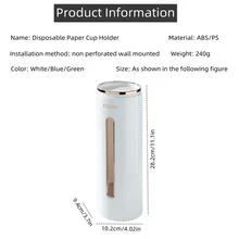 Dispensador De Tazas Desechables De Estilo De Lujo Para Dispensador De Agua, Montado En La Pared Soporte Y Caja De Almacenamiento De Tazas De Papel - Verde - Ver 3
