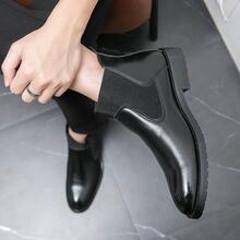 Men Slip On Chelsea Boots, Work Office Black Boots - Black - View 5