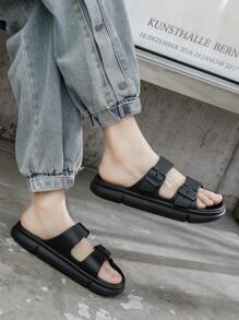 Men's Outdoor/indoor Adjustable Slippers, Eva Lightweight Slip-on Sandals With One-piece Molding