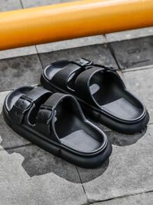 Men's Outdoor/indoor Adjustable Slippers, Eva Lightweight Slip-on Sandals With One-piece Molding
