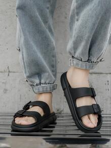 Men's Outdoor/indoor Adjustable Slippers, Eva Lightweight Slip-on Sandals With One-piece Molding