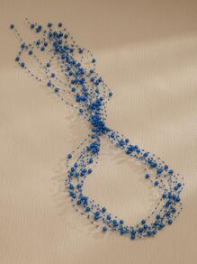 1 件女士个性化时尚串珠发带，编织设计，头带发饰，非常适合婚礼/伴娘发型 - 寶藍色 - 查看 5