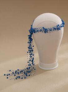 1 件女士个性化时尚串珠发带，编织设计，头带发饰，非常适合婚礼/伴娘发型 - 寶藍色 - 查看 4