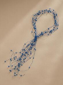 1 件女士个性化时尚串珠发带，编织设计，头带发饰，非常适合婚礼/伴娘发型 - 寶藍色 - 查看 1