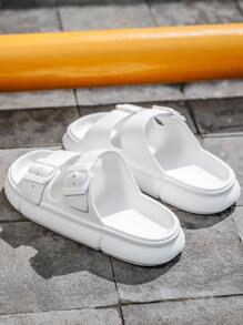 男士白色可調整肩帶一片式成型拖鞋,輕便拖鞋適用於戶外和室內