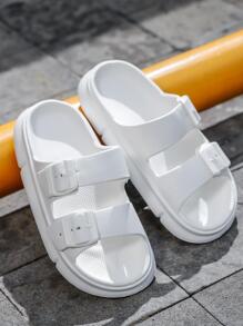 男士白色可調整肩帶一片式成型拖鞋,輕便拖鞋適用於戶外和室內
