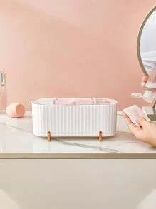 1 pieza productos cosméticos Caja de almacenamiento con transparente Tapa tres de gran capacidad adecuado para escritorio concha de almeja Maquillaje Maquillaje huevos - Blanco - Ver 1