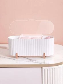 1 pieza productos cosméticos Caja de almacenamiento con transparente Tapa tres de gran capacidad adecuado para escritorio concha de almeja Maquillaje Maquillaje huevos - Blanco - Ver 4