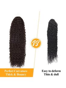 拉繩索馬尾棕色長款卷馬尾編織接髮耐熱合成纖維22英寸拉繩索接髮 - 棕色 - 查看 4