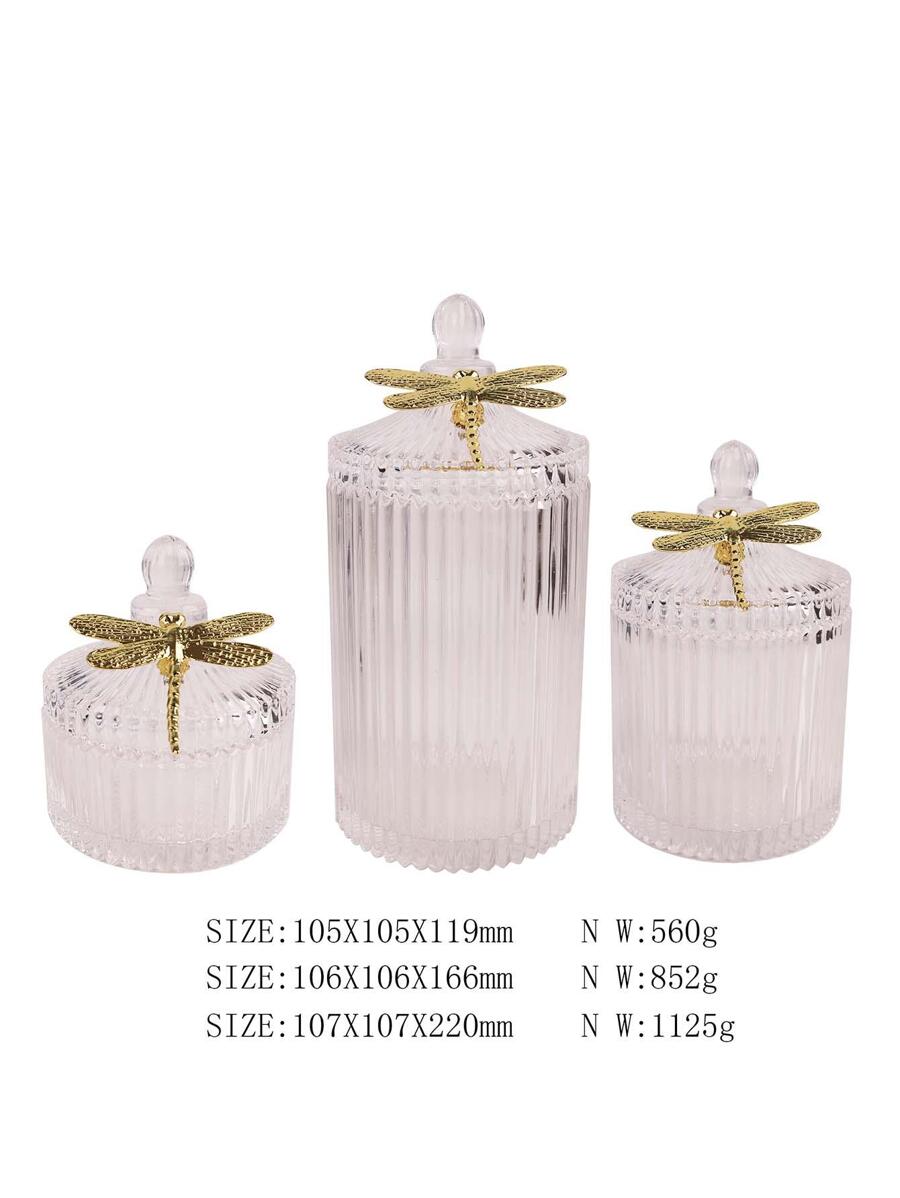 1入組蜻蜓細節辦公桌收納盒帶蓋 - 無色 - 查看 1